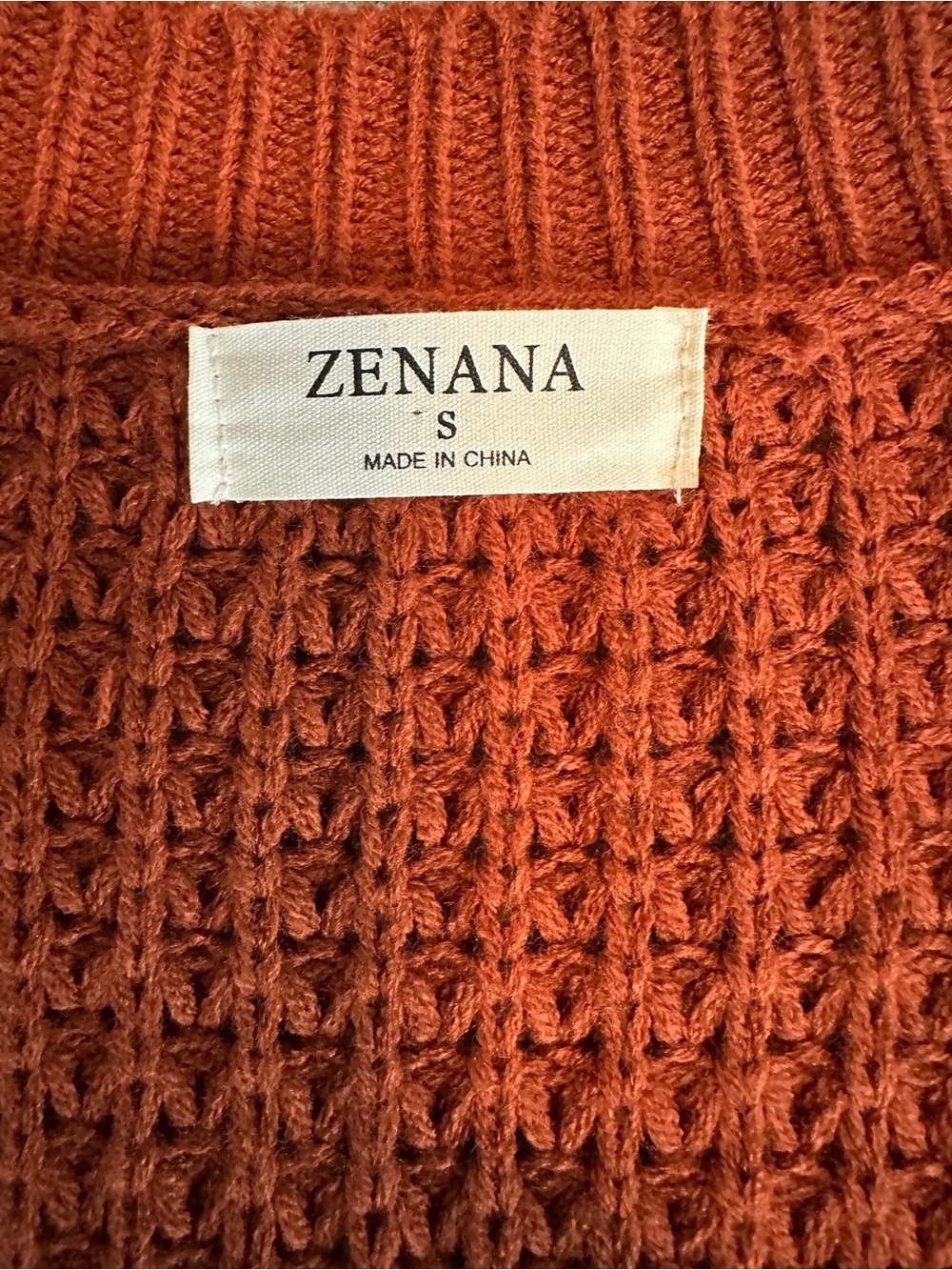 Zenana Outfitters Burnt Orange Button-Up Waffle Knit Cardigan - Picture 3 of 8